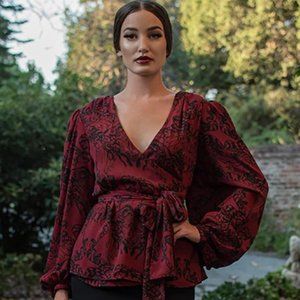 Georgette Wrap Top in Gorgon Print